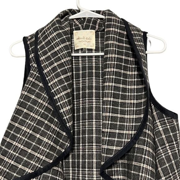Alter’d State Vest Woman’s Size Medium Lawson Open Waterfall Front Gray Plaid - Picture 3 of 7